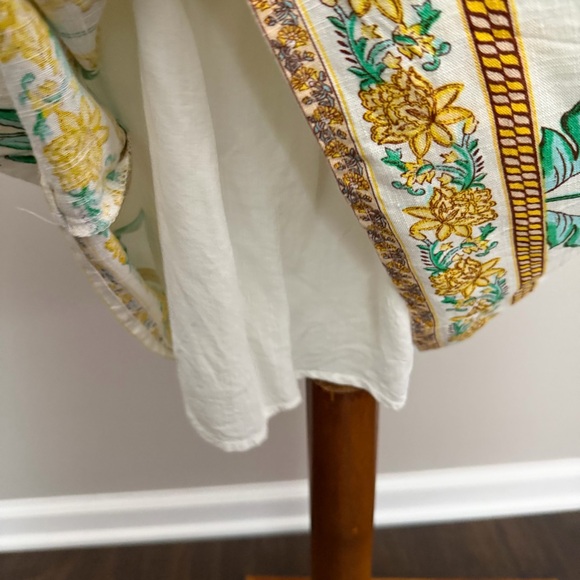 Draper James Dress Floral Linen Blend Square Neckline Lined Prairie Yellow Green - Picture 13 of 15